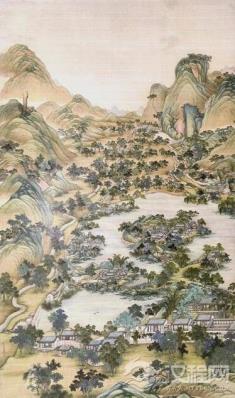 清代冷枚 《避暑山庄图》皇苑实景山水画艺术解析