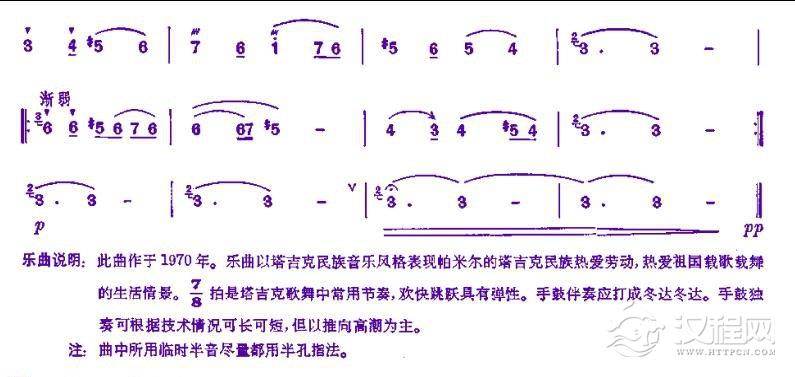 竹笛谱【帕米尔的春天】