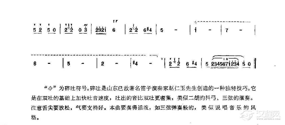 笛子练习曲选《碎吐练习——赶猪调》竹笛练习乐谱