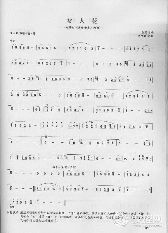 简单易学的竹笛独奏曲《女人花》陈耀川 曲