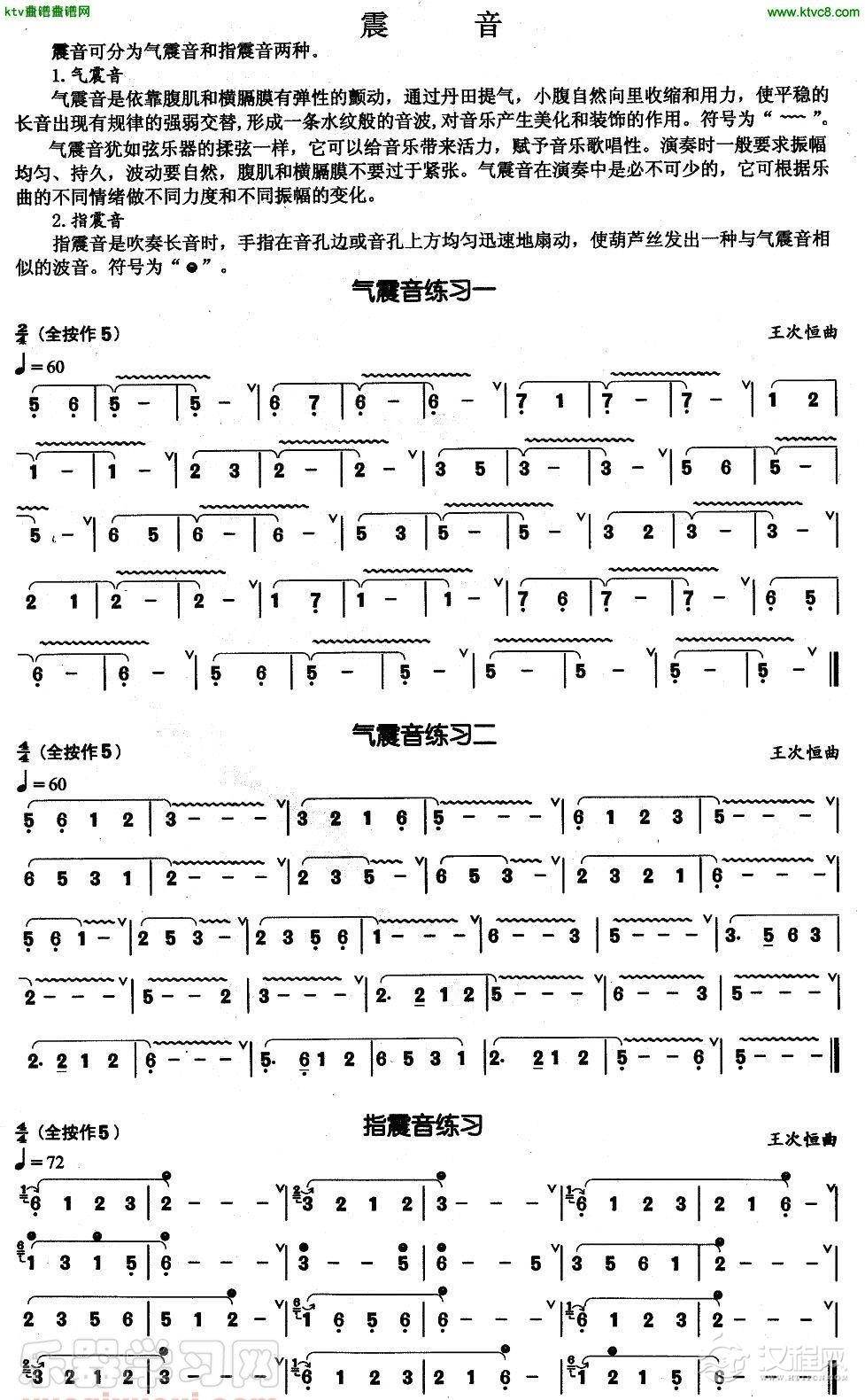 葫芦丝基本技巧练习曲——震音