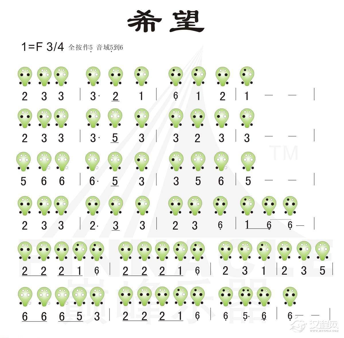 陶笛名曲《希望》全按5 音域5到6