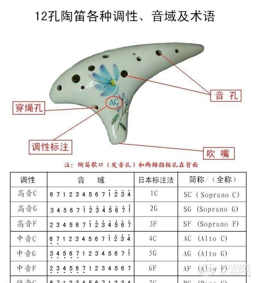 12孔陶笛各种调性，音域及术语 