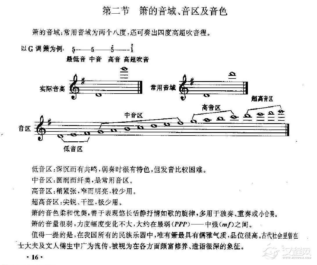 箫的音域、音区及音色