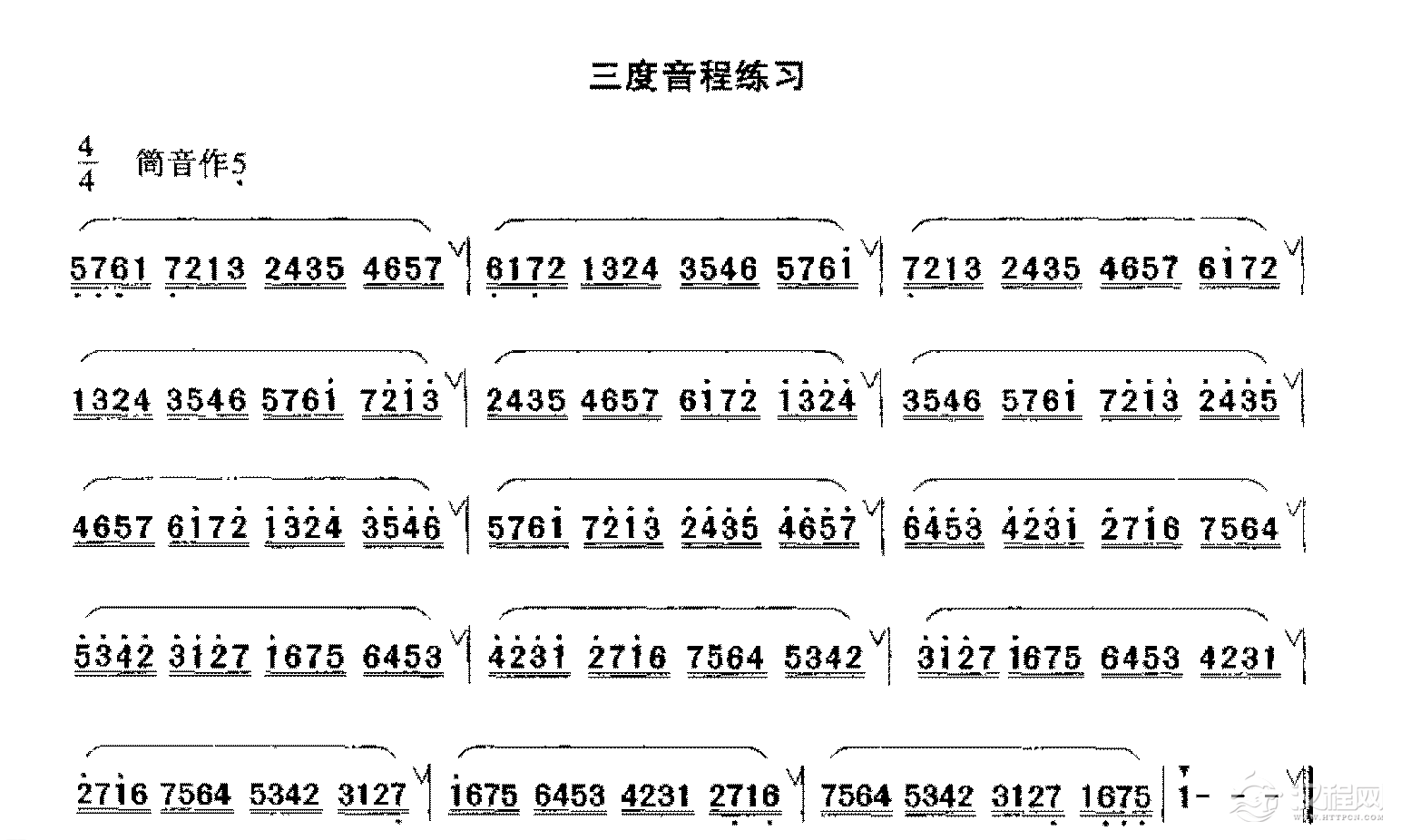 洞箫中级练习谱《箫三度音程练习》