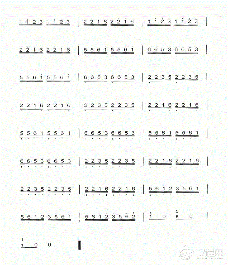 扬琴曲谱:五声调式模进练习曲