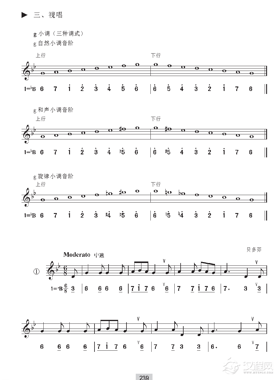 视唱教学第二十三课视唱g小调三种调式