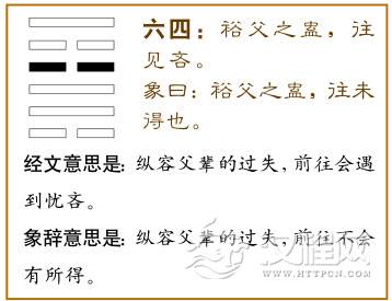 六四：裕父之蛊，往见吝。