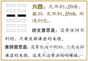 六四：无不利，挥谦。爻辞释义