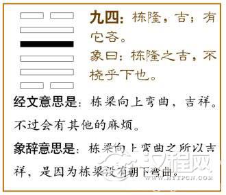 大过卦第四爻，爻辞：九四：栋隆，吉；有它，吝。