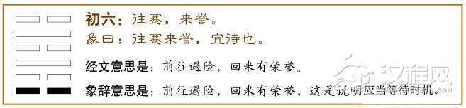 蹇卦第一爻，爻辞：初六：往蹇，来誉。