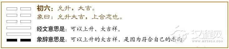 升卦第一爻，爻辞：初六：允升，大吉。
