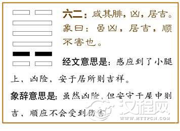 咸卦第二爻，爻辞：六二：咸其腓，凶；居吉。