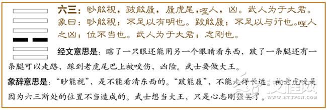 履卦第三爻，爻辞：六三：眇能视，跛能履。