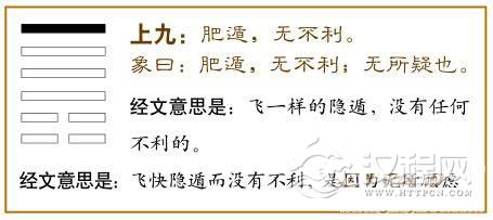 遁卦第六爻，爻辞：上九：肥遁无不利。