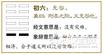 解卦第一爻，爻辞：初六：无咎。