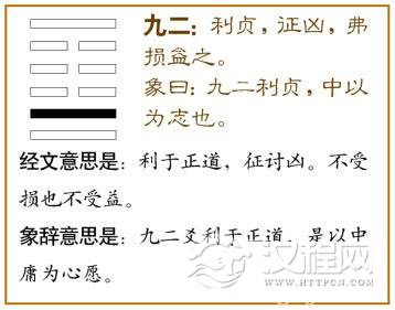 损卦第二爻，爻辞：九一：利贞，征凶；弗损放之。