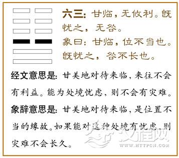 六三：甘临，无攸利；既忧之，无咎。