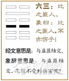 比卦第三爻，爻辞：六三：比之匪人。