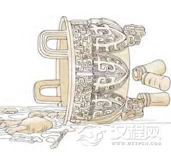 鼎卦第四爻，爻辞：九四：鼎折足，覆公錬，其