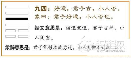 遁卦第四爻，爻辞：九四：好遁，君子吉，小人否。