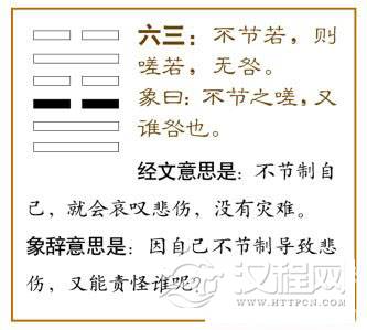 节卦第三爻，爻辞：六三：不节若，则嗟若，无咎。