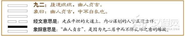履卦第二爻，爻辞：九二：履道坦坦，幽人贞吉。