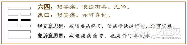 损卦第四爻，爻辞：六四：损其疾，使遄有喜。无咎。