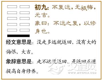 初九：不远复，无祗悔，元吉。爻辞释义
